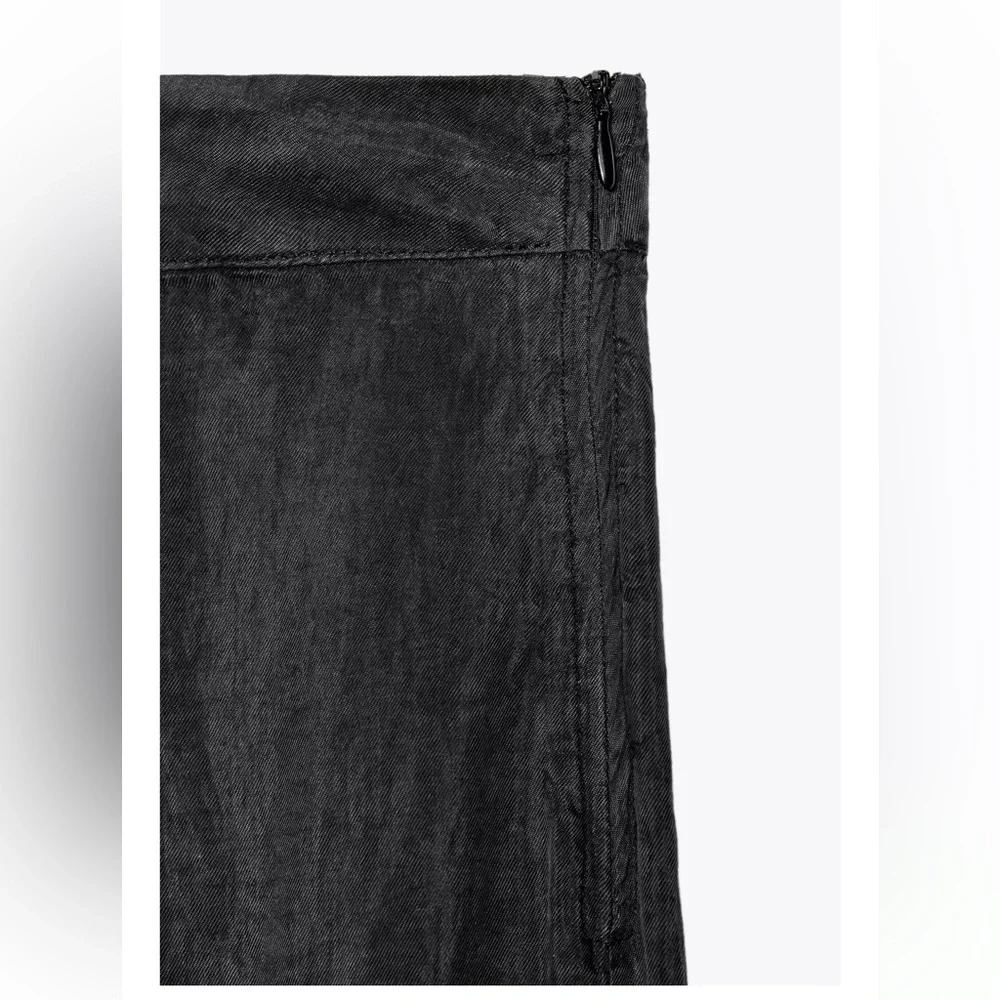 Zara NWT flowy straight leg pants charcoal off black color